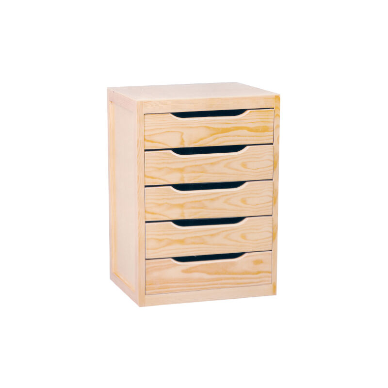 foto del prodotto cassettiera da tavolo 5 cassetti 39x30x46 cm in legno di pino naturale