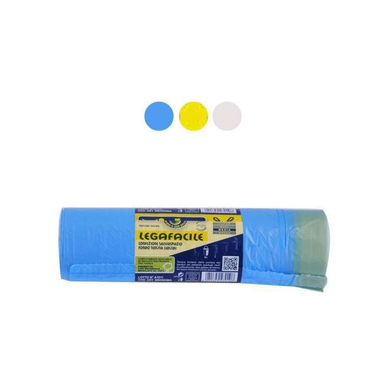 foto del prodotto sacco immondizia con maniglia azzurro 55x 65 g 12 pz 15 mr.bin