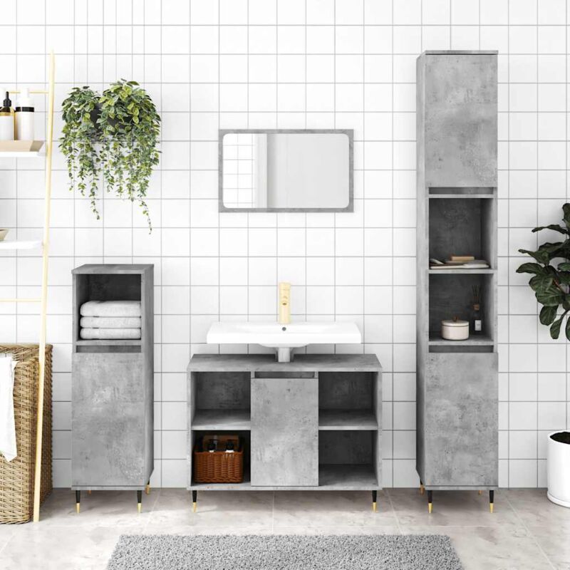 foto del prodotto vidaxl armadietto bagno grigio cemento 30x30x100 cm legno multistrato