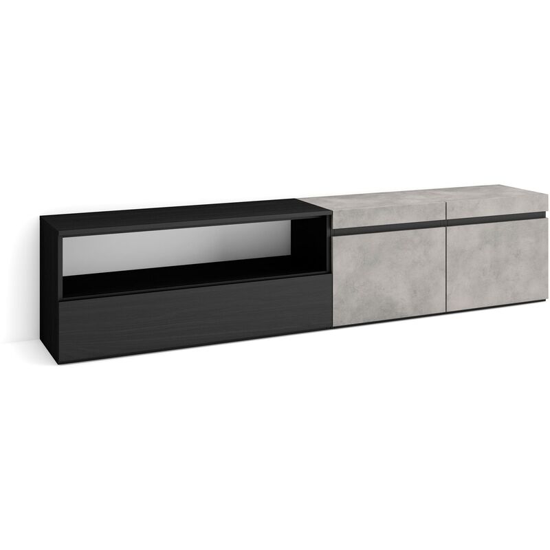 foto del prodotto mobile tv soggiorno, ampio spazio a disposizione, 200x45x35cm, per tv fino a 80 , mobile soggiorno, stile moderno, grigio cemento skraut home