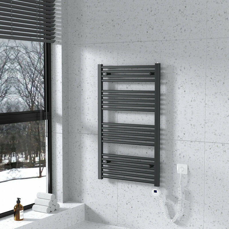 foto del prodotto scaldasalviette elettrico radiatore antracite 1000 x 600 mm termoarredo elettrico termostato 500 watt meykoers