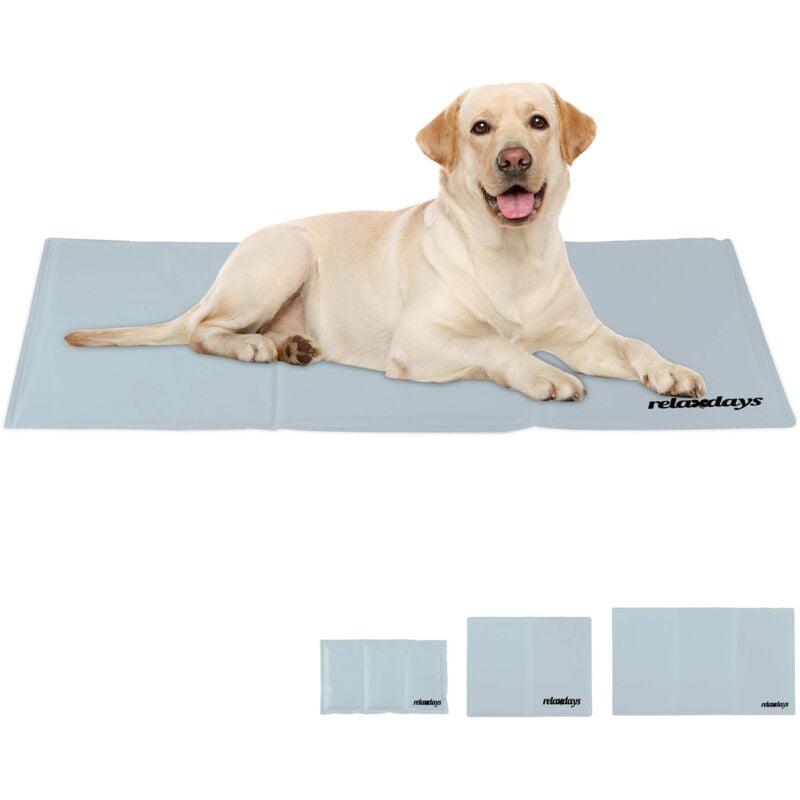 foto del prodotto tappetino rinfrescante per cani, autorefrigerante, lavabile, gel, materassino per gatti, 60x100 cm, grigio relaxdays