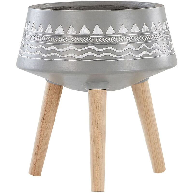 foto del prodotto beliani moderno vaso per fiori rialzato 42 cm in grigio chiaro con decorazioni weria