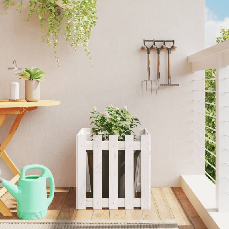 foto del prodotto vidaxl fioriera giardino a recinzione bianco 50x50x50 cm massello pino