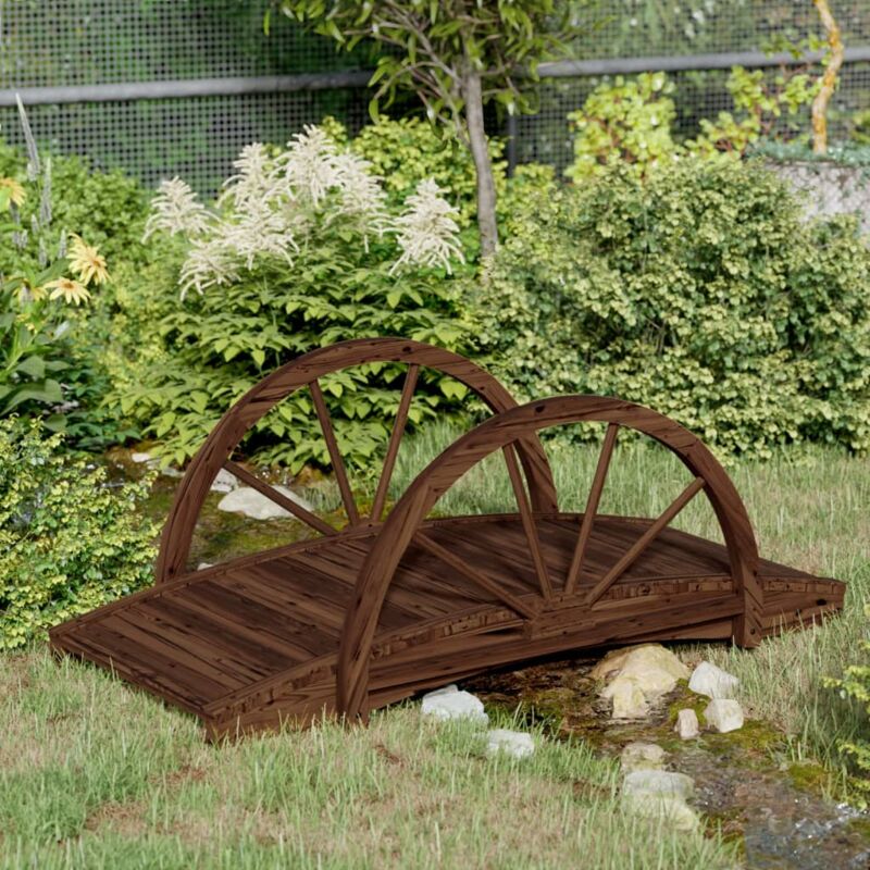 foto del prodotto vidaxl ponte giardino con mezza ruota 99x50x38 cm legno massello abete
