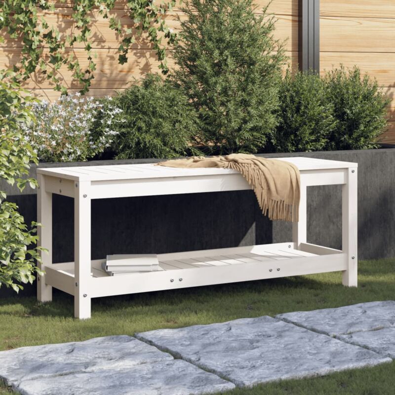 foto del prodotto vidaxl panca da giardino bianca 108x35x45 cm legno massello di pino