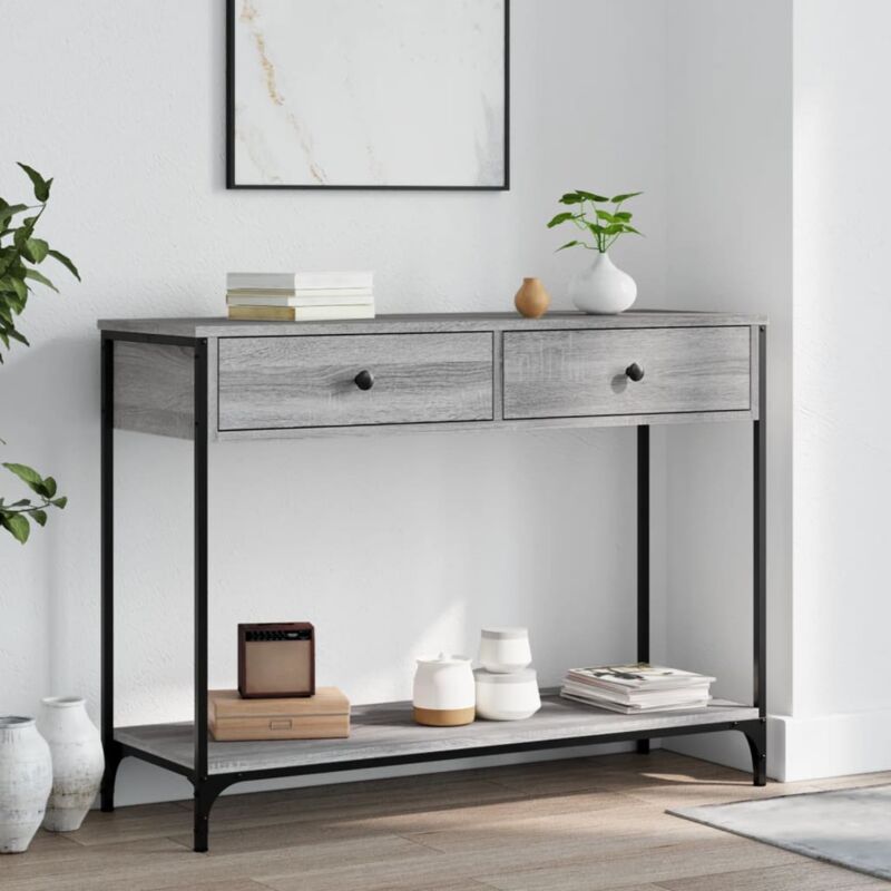foto del prodotto vidaxl tavolino consolle grigio sonoma 100x34,5x75cm legno multistrato