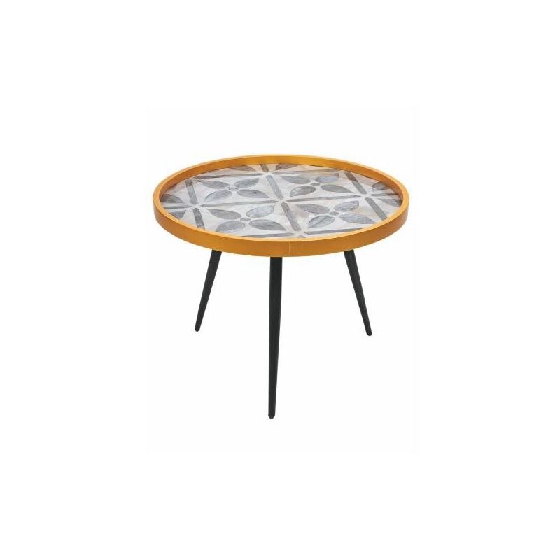 foto del prodotto tavolino tondo in legno laccato 60 x 45 cm grey flower