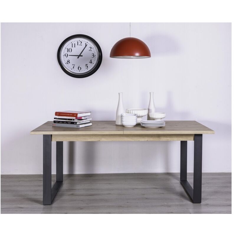 foto del prodotto tavolo allungabile 180 x 90 cm rovere naturale con gambe in metallo verniciato sanremo