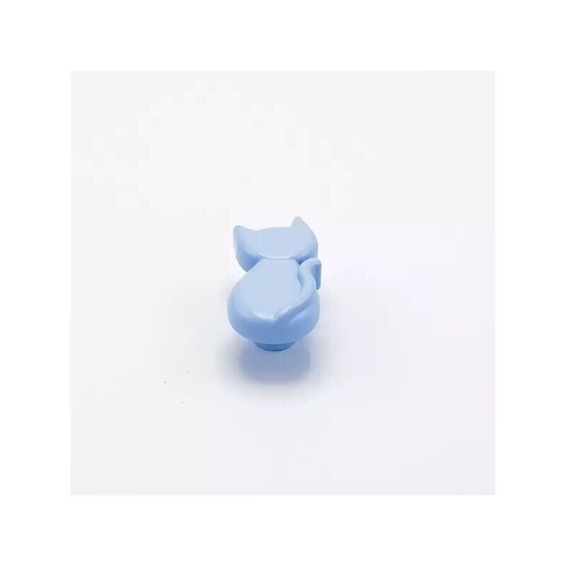foto del prodotto pomolo azzurro a forma di gatto in goffrato fine 27x56x24mm 427g animalier