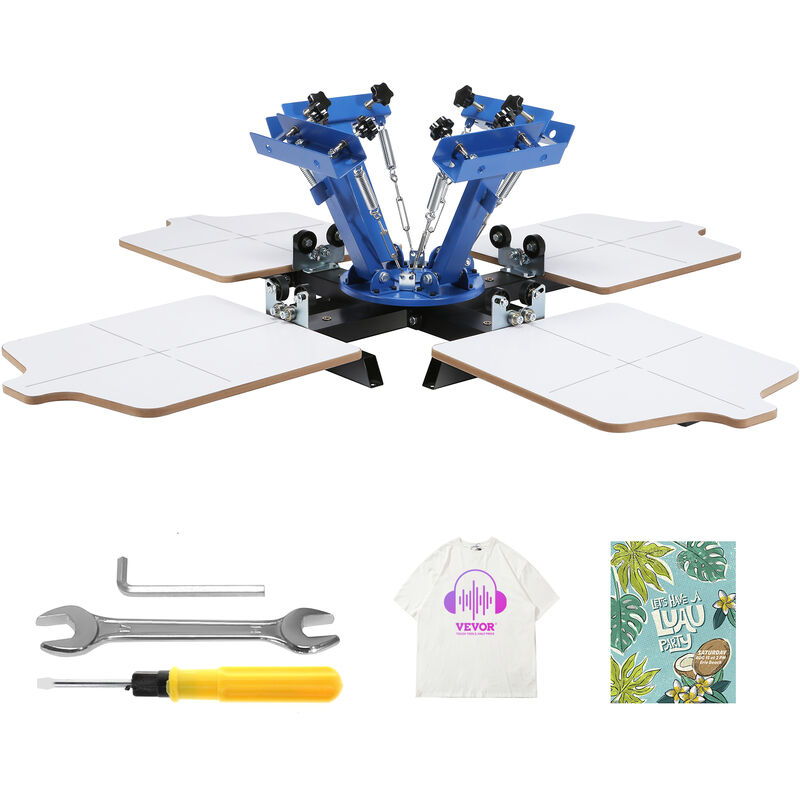 foto del prodotto mophorn vevor macchina da stampa 4 colori 4 tavole in acciaio laminato serigrafica manuale per abbigliamento fai da te, stampante per serigrafia 4