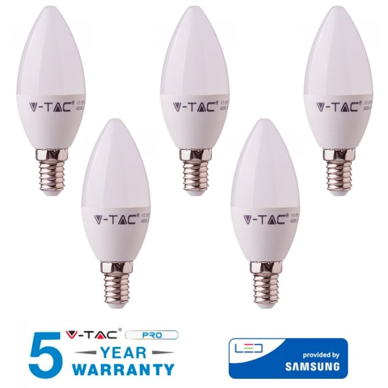 foto del prodotto lampadina led e14 candela 7w 45w naturale 4000k samsung 5 pezzi