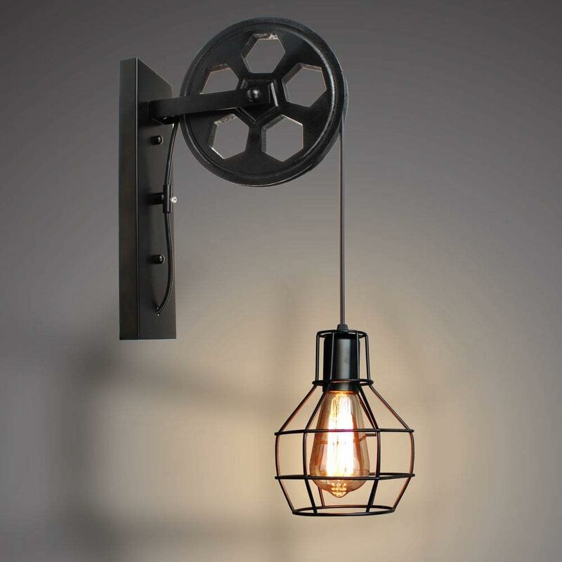 foto del prodotto e27 lampada da parete industriale vintage applique da parete paralume metallo gabbi per camera da letto corridoio soggiorno