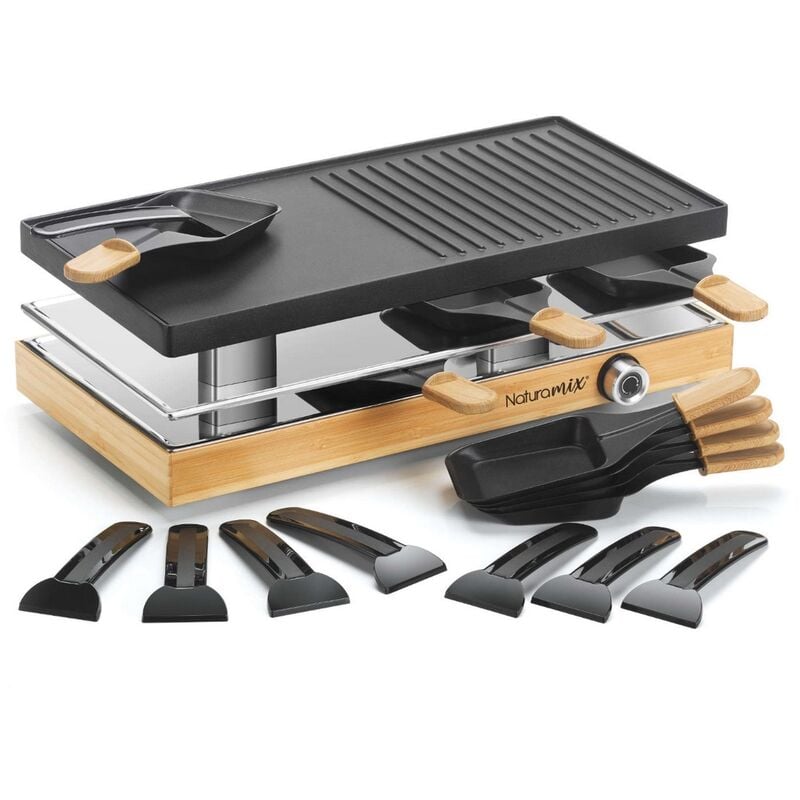 foto del prodotto naturamix raclette grill.8pers.8padelle.12 rac.wood 8