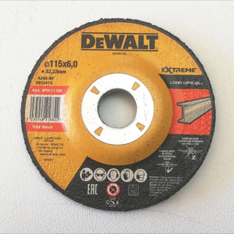 foto del prodotto extreme 115x6,0x22,23mm disco da sbavo per ferro dewalt