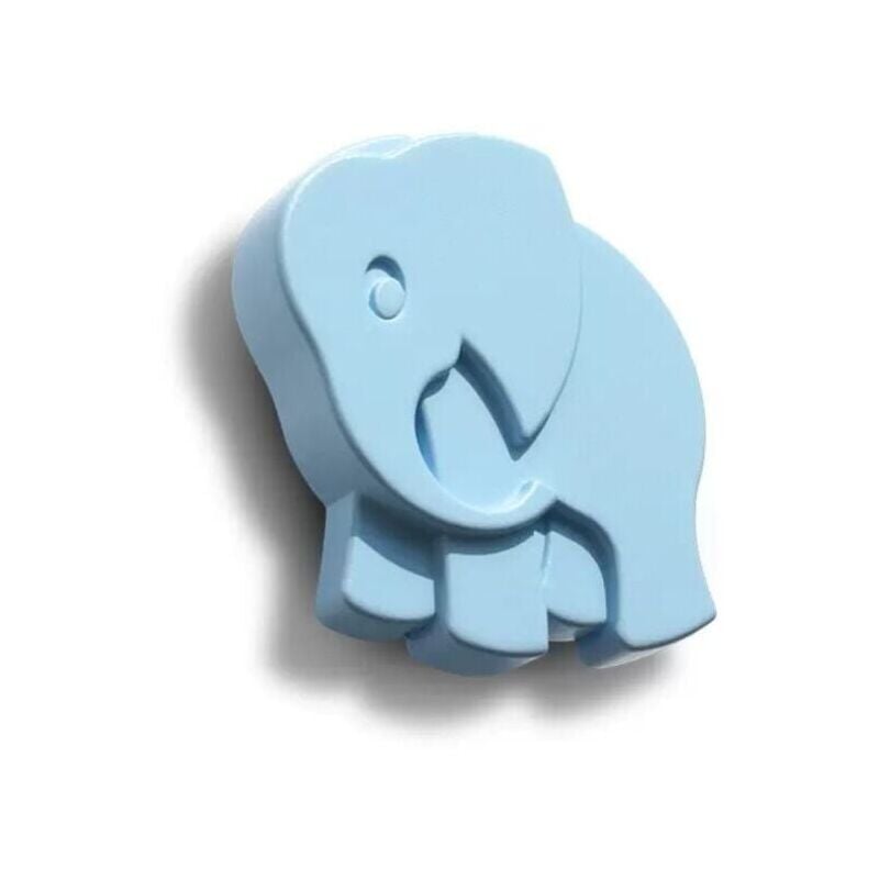 foto del prodotto pomolo azzurro a forma di elefantino in goffrato fine 53x56x25mm 427e animalier