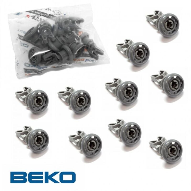 foto del prodotto kit 10pz ruote lavastoviglie beko per cestello superiore originale 1885800500