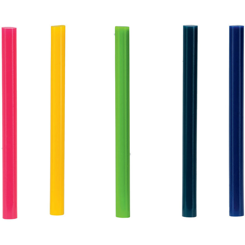 foto del prodotto blister 36 barre di colla 7x90mm rosso, verde, giallo, blu e nero. 5001426 veloce