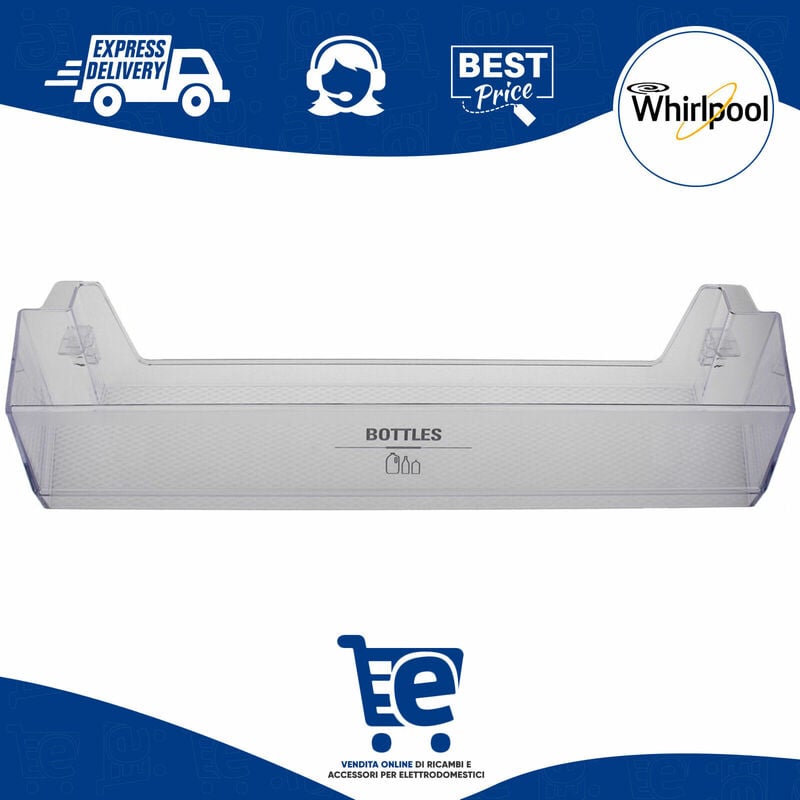 foto del prodotto balconcino portabottiglie frigorifero whirlpool ingis 460x95x115mm 481010853823