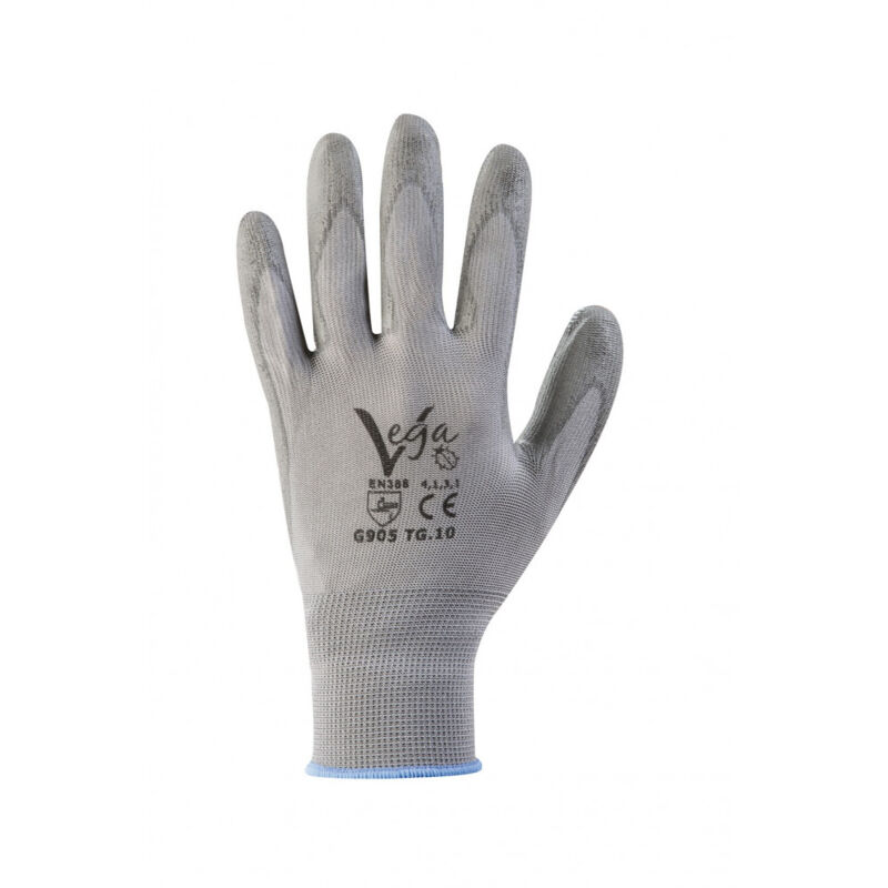 foto del prodotto guanti da lavoro g 905 supporto nylon grigio e poliuretano, taglie disponibili 8