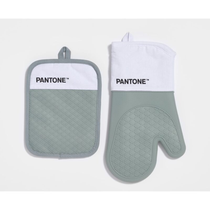 foto del prodotto sweet home pantone set da cucina composto da guanto da forno presina, in cotone con grip antiscivolo in silicone utili accessori cucina