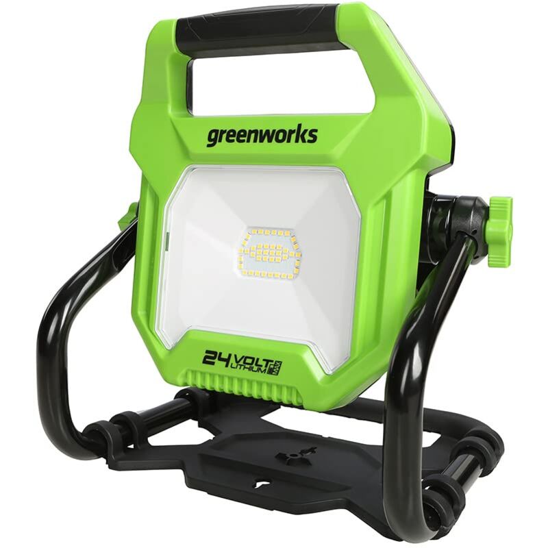 foto del prodotto greenworks g24wl faretto da cantiere ibrido ac dc e batteria, luce da lavoro con gancio, cavo di alimentazione ac o batteria portatile, 2000 lumen,