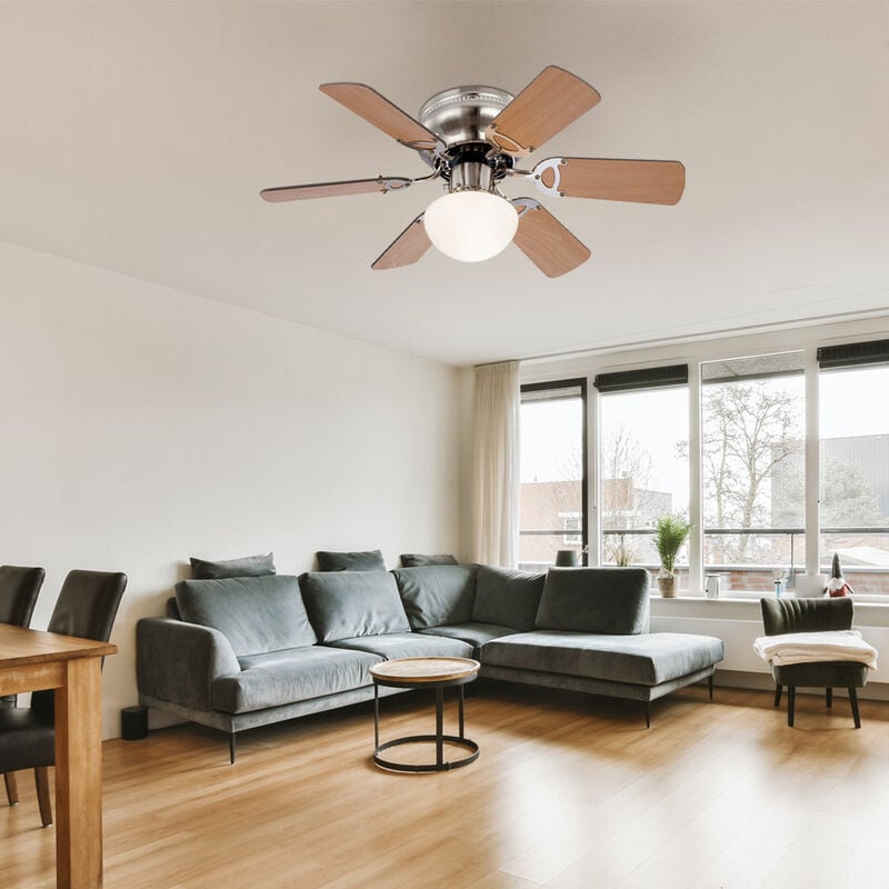 foto del prodotto globo ventilatore da soffitto con illuminazione, plafoniera, ventilatore soggiorno, andata ritorno 3 livelli, pale intercambiabili faggio grafite,