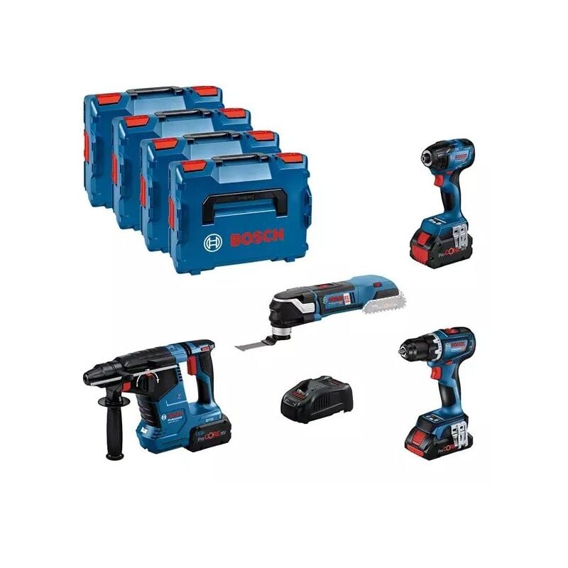 foto del prodotto bosch 0615990n34 kit 4 elettroutensili 18 v a batteria per elettricisti