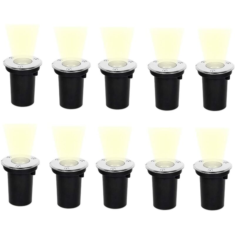 foto del prodotto kit da 10 faretti a led da incasso per esterni potenza 1.5w 90lm segnapasso calpestabile impermeabile ip65 a luce bianca naturale 4000k