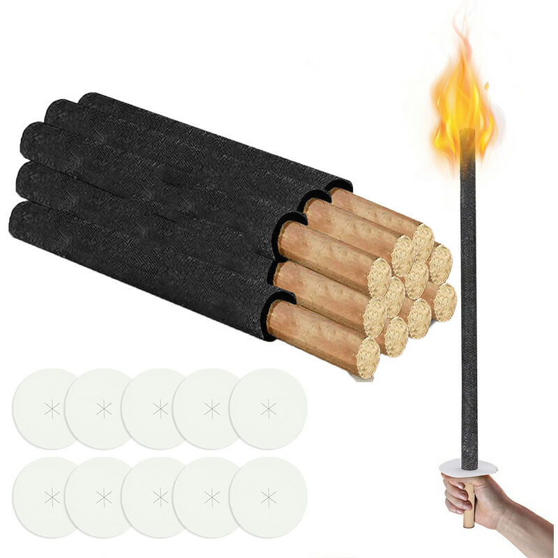 foto del prodotto hengda torce di cera da giardino torce di cera naturale con manico extra lungo. per pasqua.confezione da 10