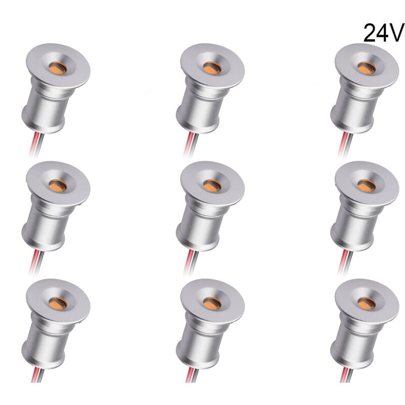 foto del prodotto bes set da 9 mini faretto led esterno incasso 24v luce naturale w 15mm segnapasso