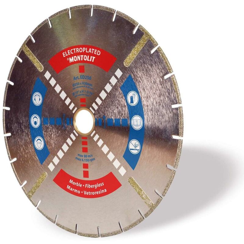 foto del prodotto montolit disco diamantato 350 mm electroplated ed350 per marmo fibre di vetro vetroresina