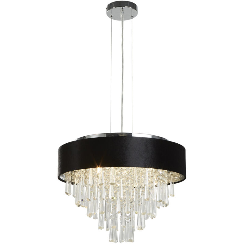 foto del prodotto searchlight lampadario contemporaneo fascino acciaio cromo tessuto 5 luci g9
