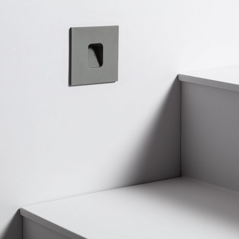 foto del prodotto segnapasso da esterno led 2w da incasso a parete quadrato grigio grasset bianco naturale 4000k