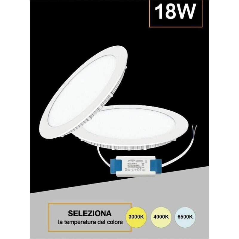 foto del prodotto universo pannello led a incasso faretto slim 18 watt 3 colori luce bianca calda naturale