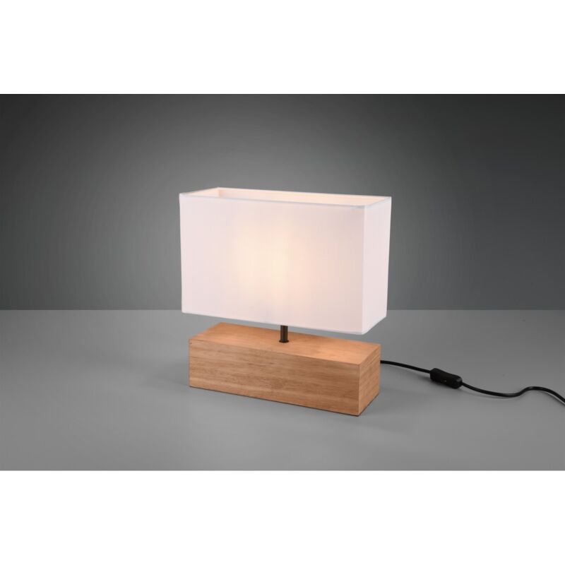 foto del prodotto iperbriko lampada tavolo rettangolo woody legno naturale paralume bianco trio lighting