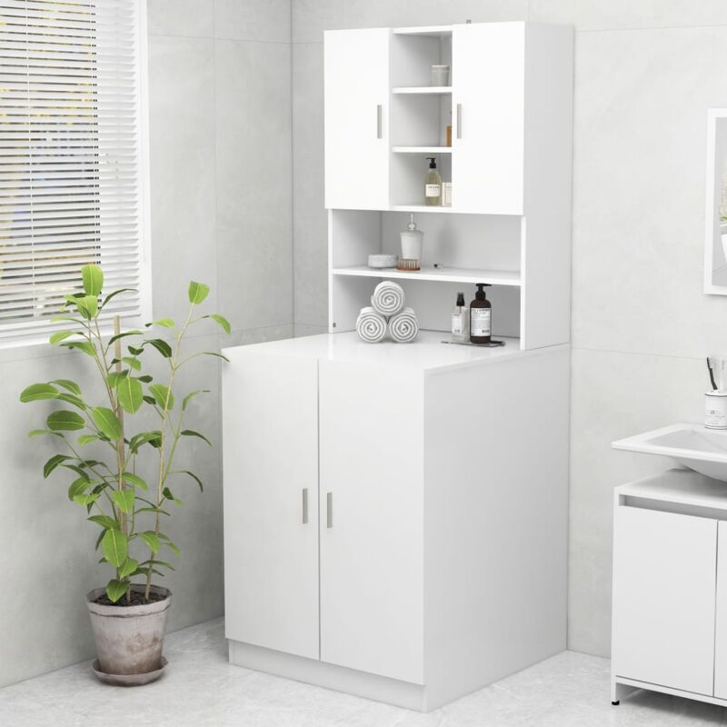 foto del prodotto armadietto da bagno mobile per lavatrice bianco 70,5x25,5x90 cm fw56341