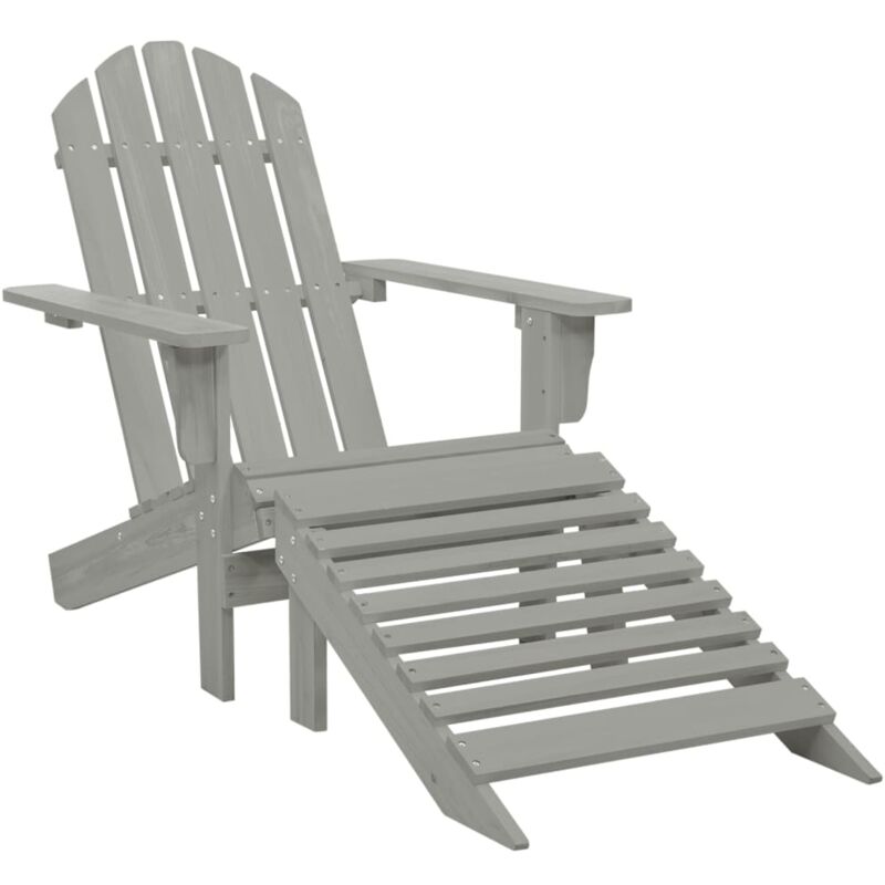 foto del prodotto vidaxl sedia da giardino con poggiapiedi in legno grigio