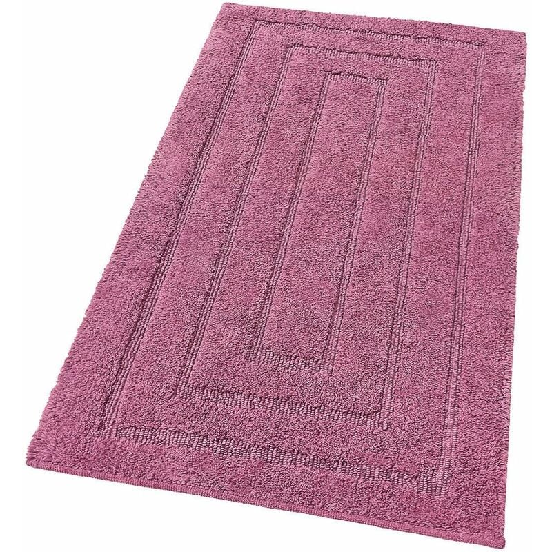 foto del prodotto tappeto bagno puro cotone elegante lussuoso morbido scendiletto antiscivolo 100 made in italy porpora 50x110 cm