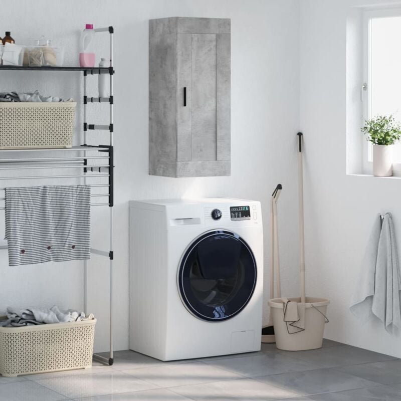 foto del prodotto mobile a parete grigio cemento 34,5x34x90 cm legno multistrato vidaxl
