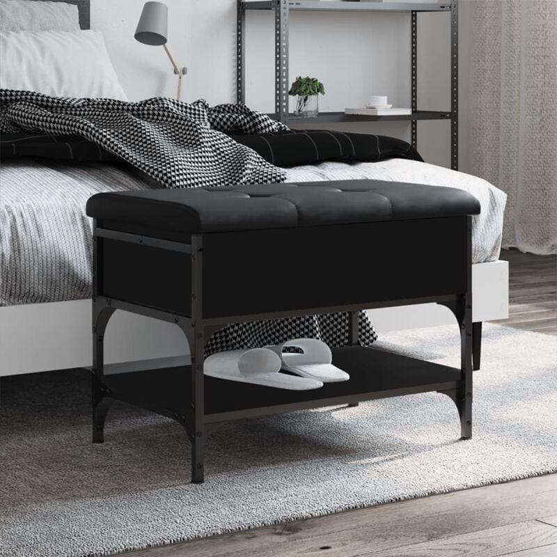 foto del prodotto vidaxl panca porta scarpe nera 62x42x45 cm in legno multistrato