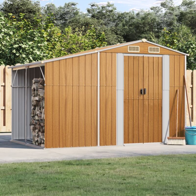 foto del prodotto vidaxl capanno giardino marrone chiaro 277x192,5x179cm acciaio zincato