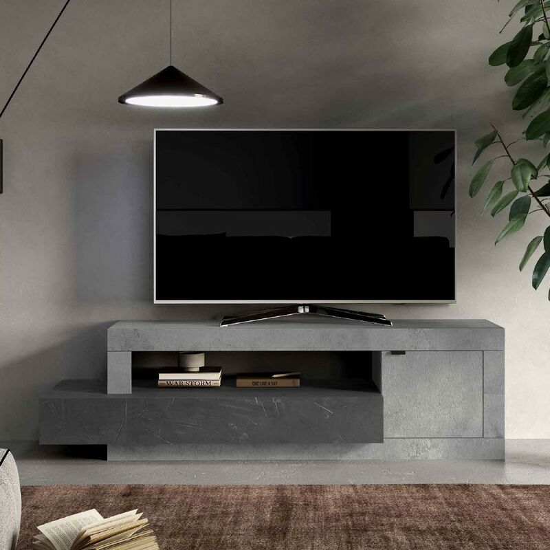 foto del prodotto porta tv soggiorno 1 anta 1 cassetto l159x49x42 cm freedom cemento piombo