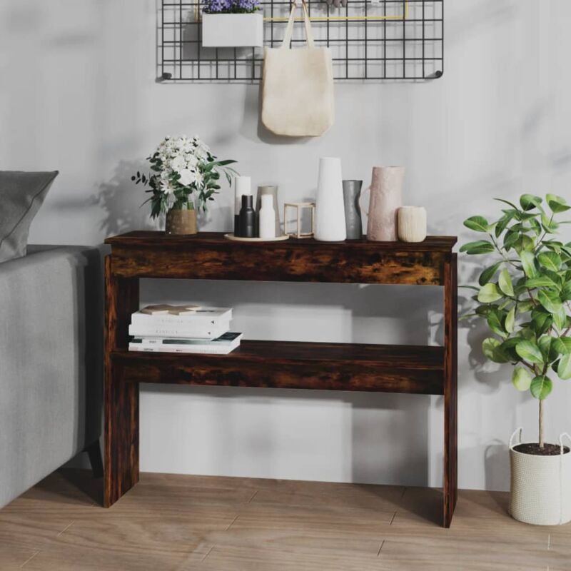 foto del prodotto furniture limited tavolino consolle rovere fumo 102x30x80 cm in