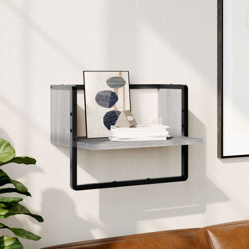 foto del prodotto furniture limited mensola a parete con asta grigio sonoma