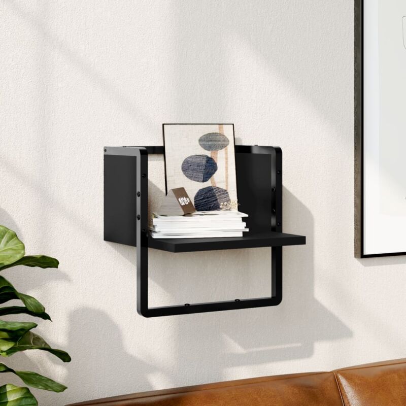 foto del prodotto furniture limited mensola da parete con asta nera 30x25x30 cm