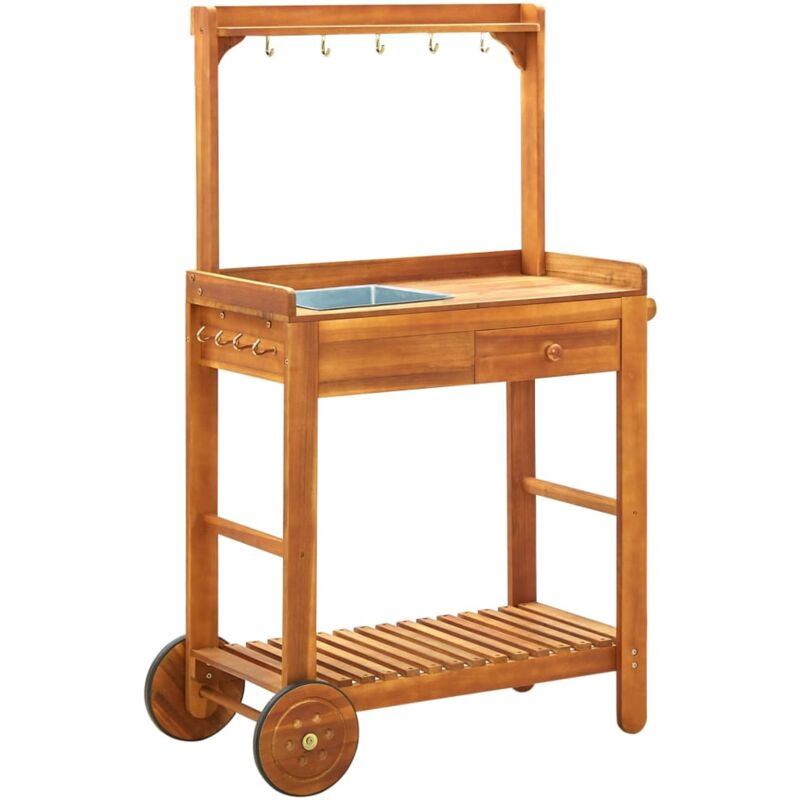 foto del prodotto furniture limited carrello da cucina da giardino in acacia