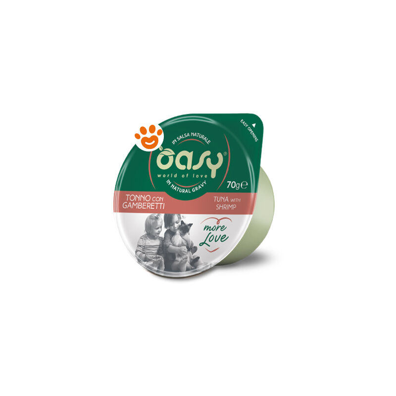 foto del prodotto cat more love green cup tonno con gamberetti cat more love green cup tonno con gamberetti vaschetta da 70 gr oasy