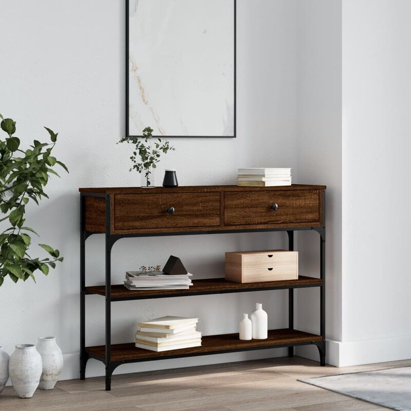 foto del prodotto furniture limited tavolino consolle rovere marrone 100x25x75 cm