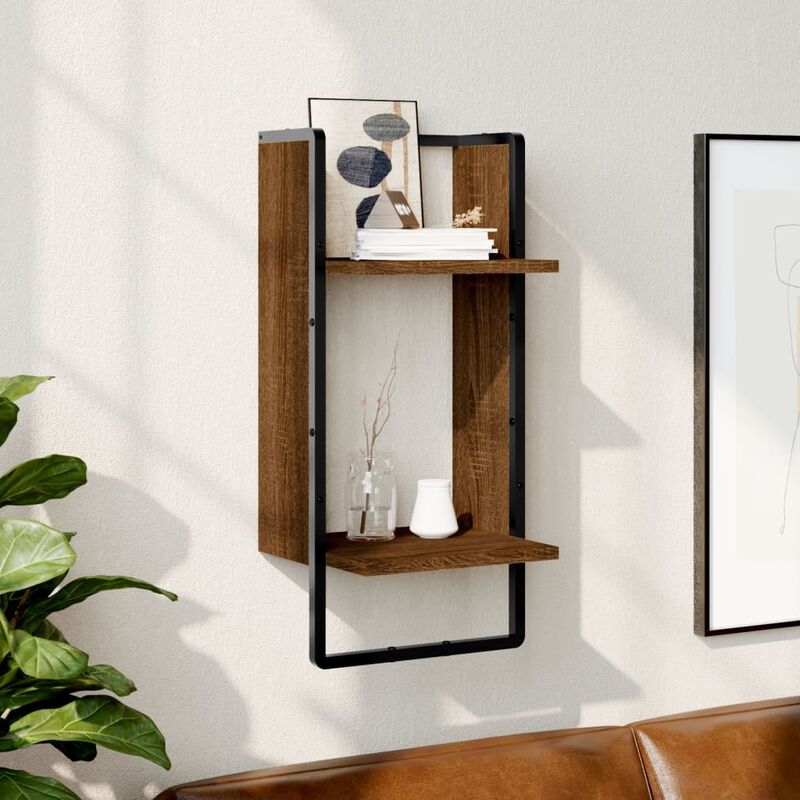 foto del prodotto furniture limited mensola da parete con asta rovere marrone